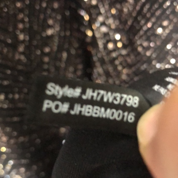 Jessica Howard 18W Black Gold Metallic Chevron Party Dress Bell Sleeves - Picture 9 of 9